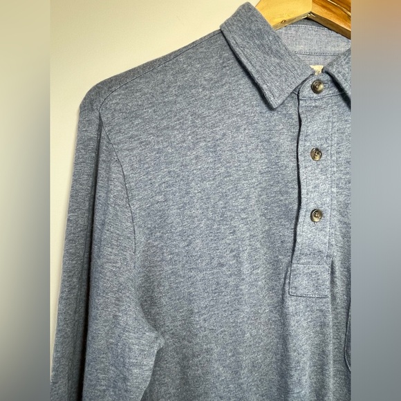 Faherty Men's Long Sleeve Luxe Heather in Flint Blue Heather Polo Size Small - Picture 5 of 14